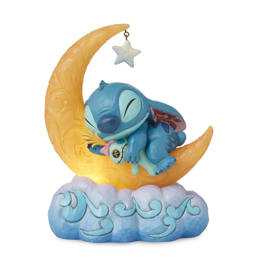 54b29bd5c9c558738bebf6c6a6b9bd56-2.jpg Disney Stitch Holding Scrump on The Moon Lit Enesco Traditions Figurine - Image 1