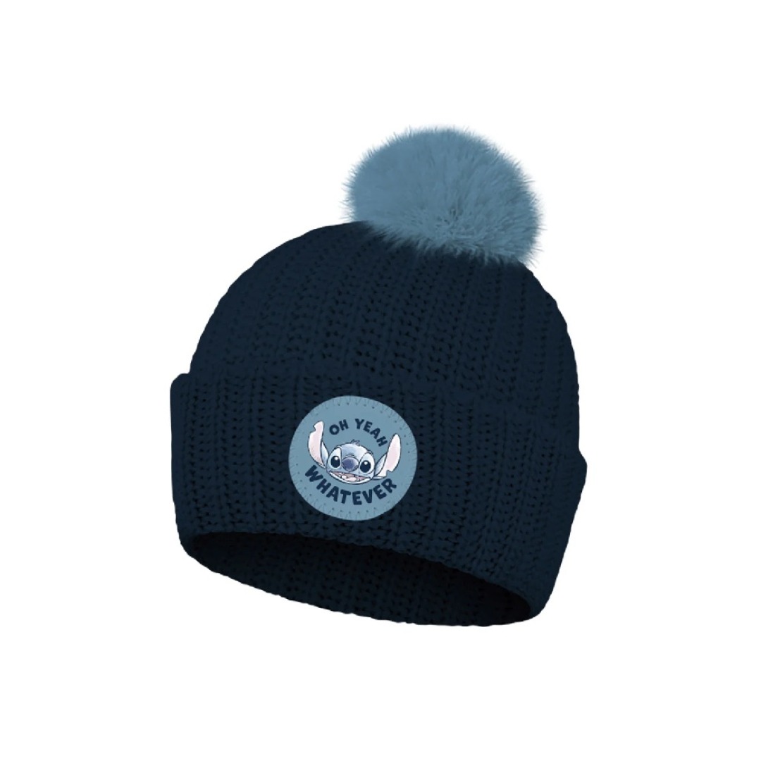 570736ea176d5238716786d9cf08aa65.jpg Disney Stitch Pompom Knitted Beanie - Image 1
