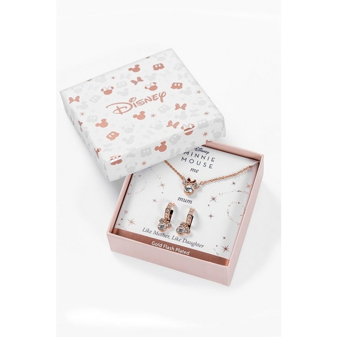 5b287e50b46891e493ea5c0a7737d019.jpg Disney Minnie Mother & Daughter Set Silver Brass Plated Necklace & Earrings - Image 1