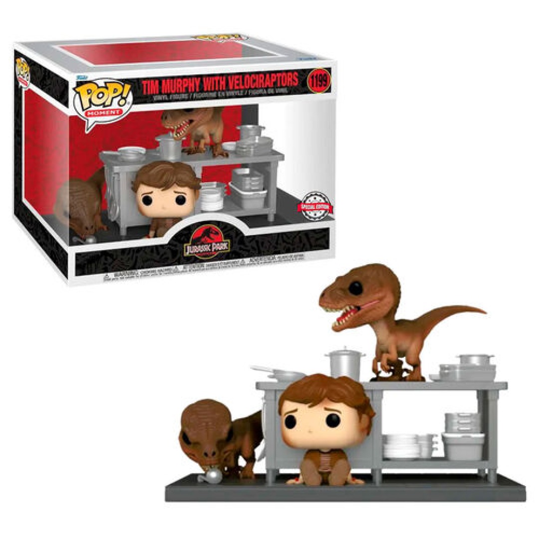 5edf83b6c8582a01c8e62a4460d65f44.jpg Funko POP! Jurassic Park N° 1199 - Tim Murphy With Velociraptors - Image 1