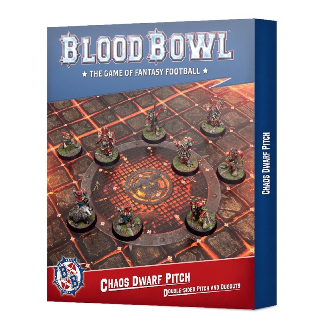 642c46fe89de36523d67e269351d0b4d.jpg Blood Bowl Chaos Dwarf Team Pitch & Dugouts (202-46) - Image 1