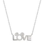 Disney Minnie Love Necklace in Silver Brass Plated