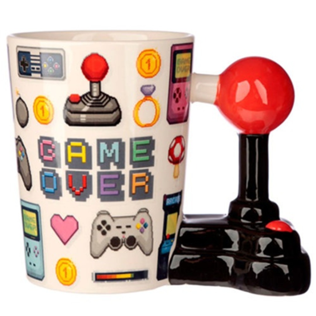 6a825a68183a578e59d091c4ea15f003.jpg Game Over Joystick & Pixels with 3D Handle Mug - Image 1