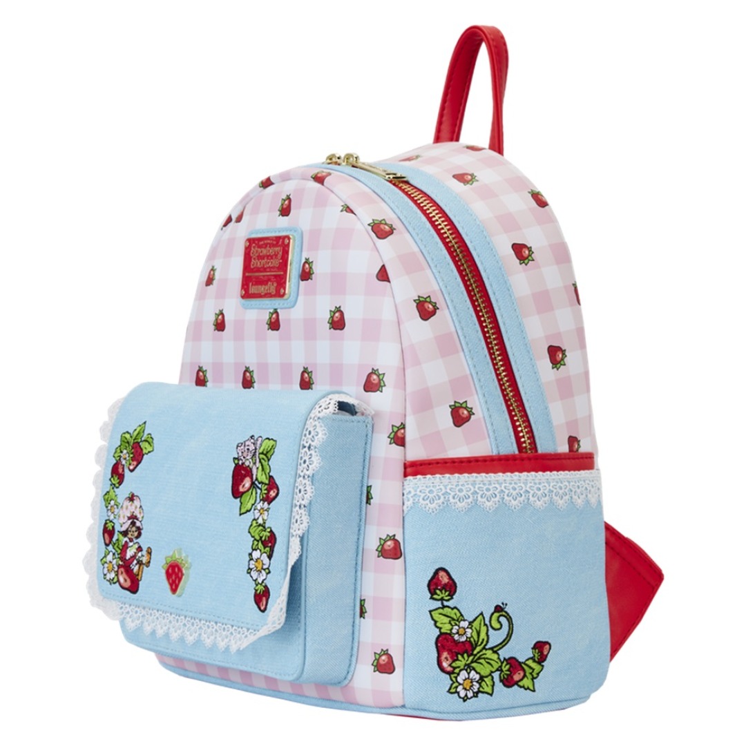 6d97411b434d5e0093dbe1e40e163f12-1.jpg Strawberry Shortcake Denim Loungefly Backpack - Image 1
