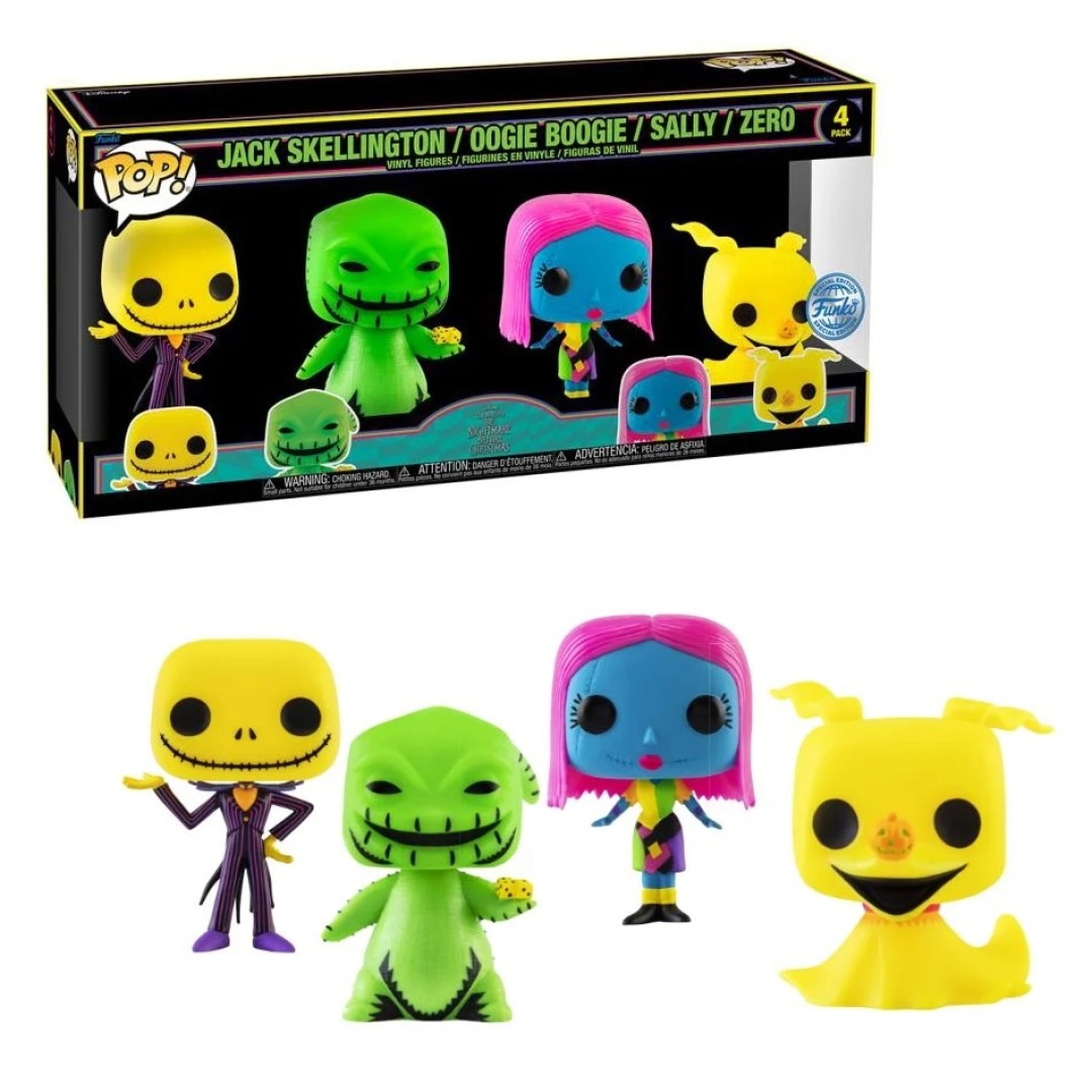 7a672d48abef70357193c0e3d3e12368.jpg Funko POP! Disney Nightmare Before Christmas 4 Pack - Jack, Oogie, Sally, Zero Christmas - Image 1