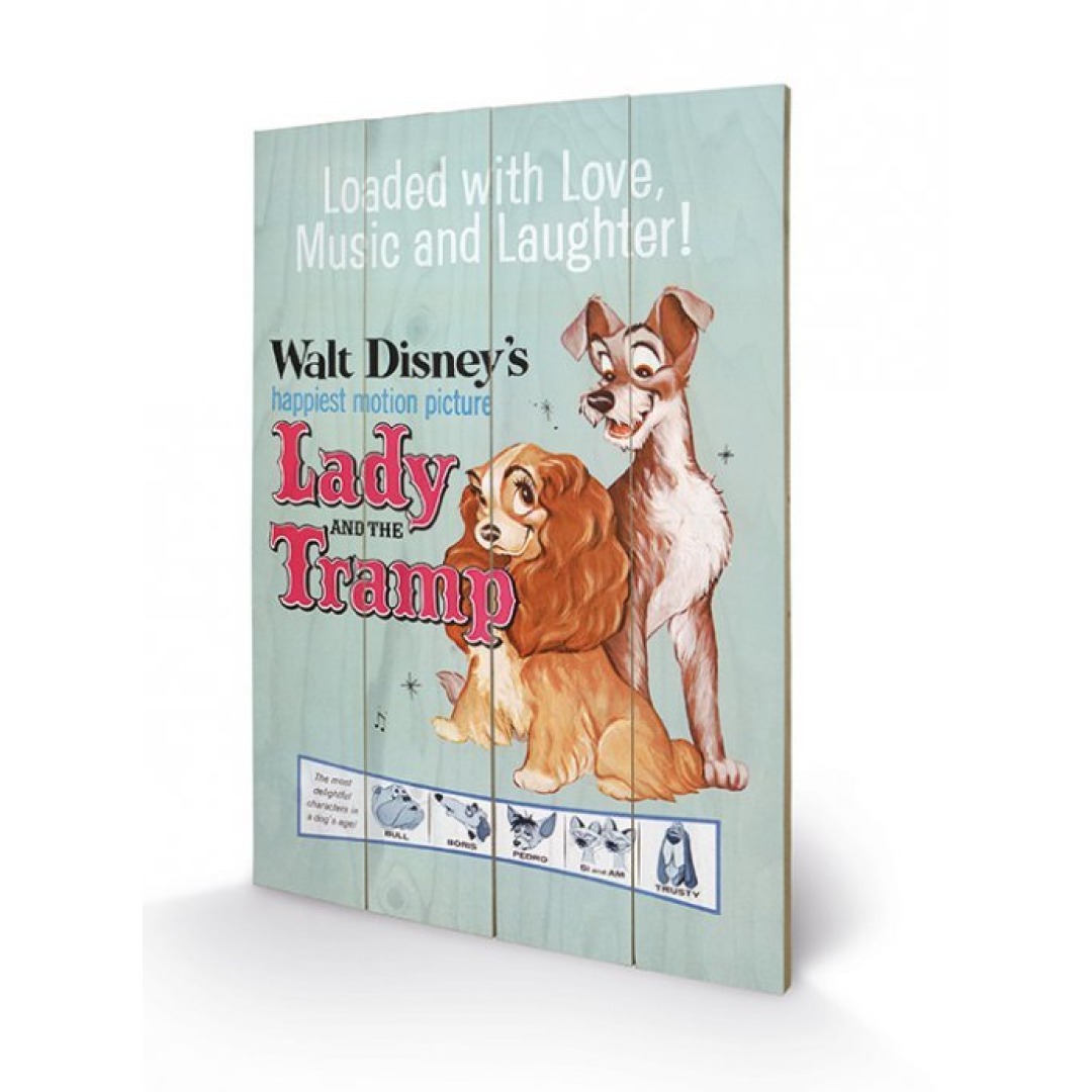 7de2c069baf7f384d11505359554e0a6.jpg Disney Lady & The Tramp Wood Print 40x59cm - Image 1