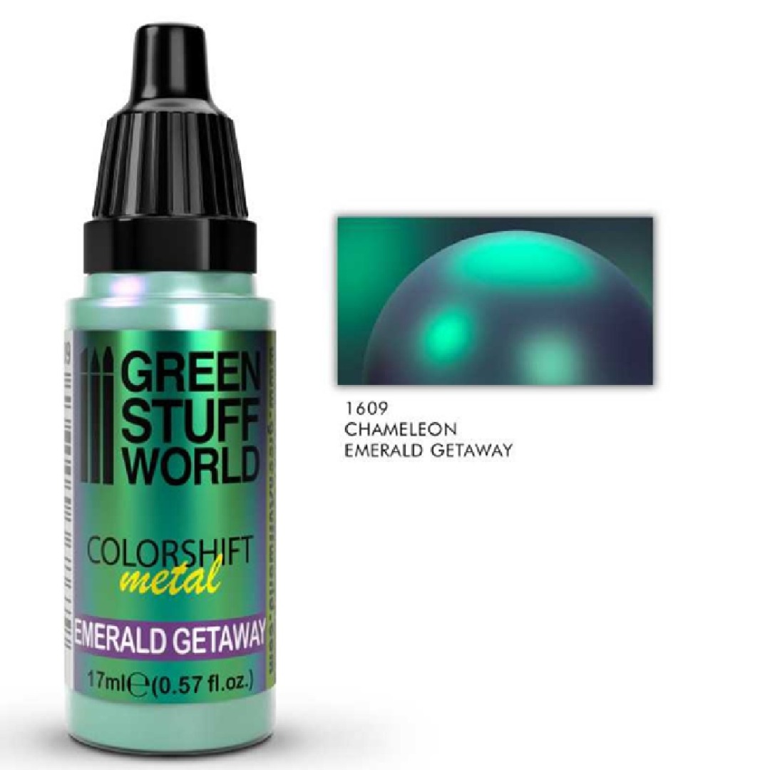 885e8d25fec2321bfde746672b6674cb.jpg Green Stuff World Chameleon Colorshift Metal Emerald Getaway 17ml - Image 1