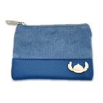 Disney Stitch & Angel Blue Corduroy Fashion Duo Pouch Wallet 14x10x1cm