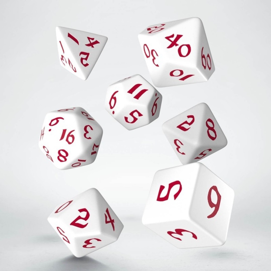 902310eecf9fcc342a963e2e45a7a7b9.jpg Q-Workshop Classic Runic White & Red Dice Set (7) - Image 1