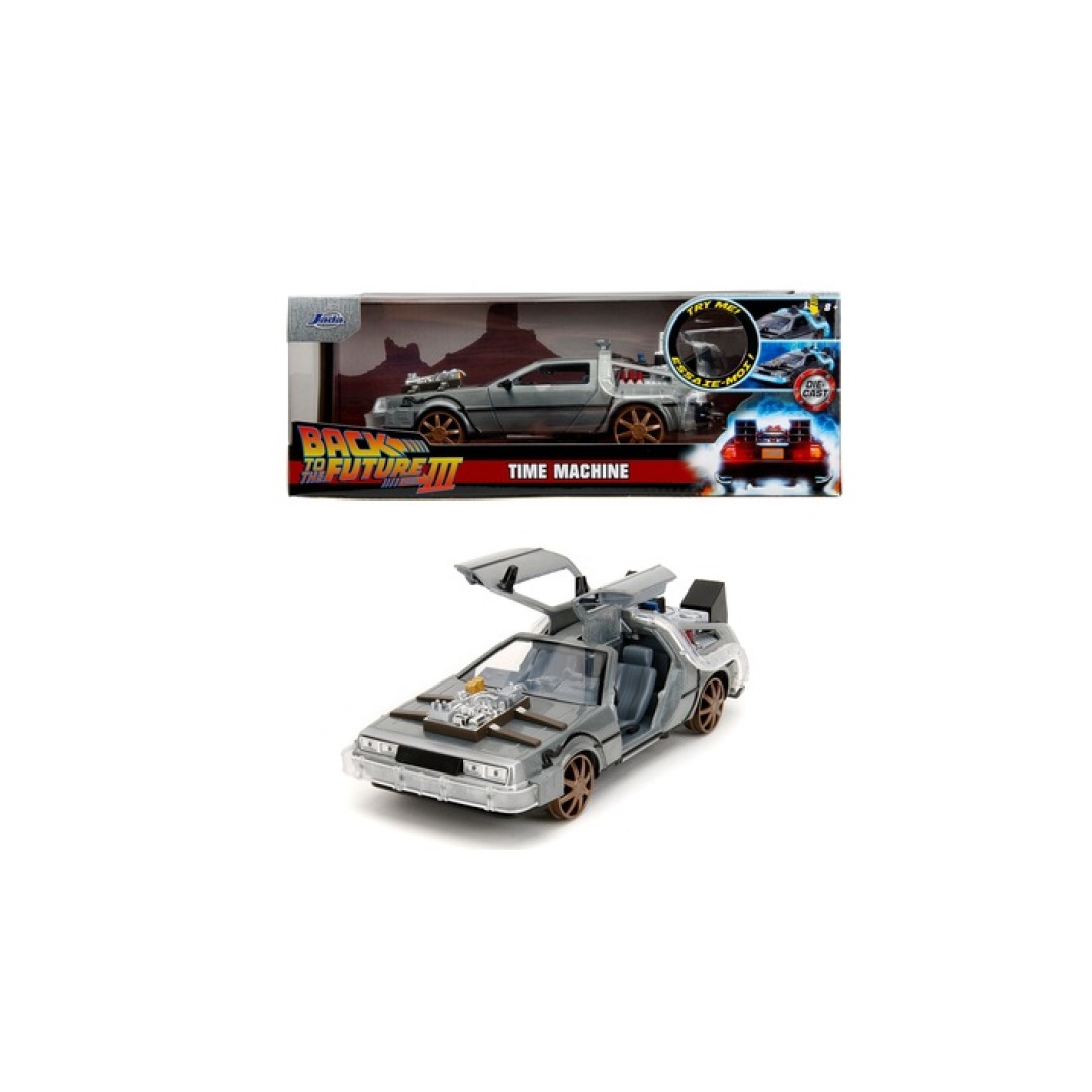 91ad29a22033601236f6e226a122fc21.jpg Back To The Future 3 Time Machine 1:24 Die Cast Jada Model - Image 1