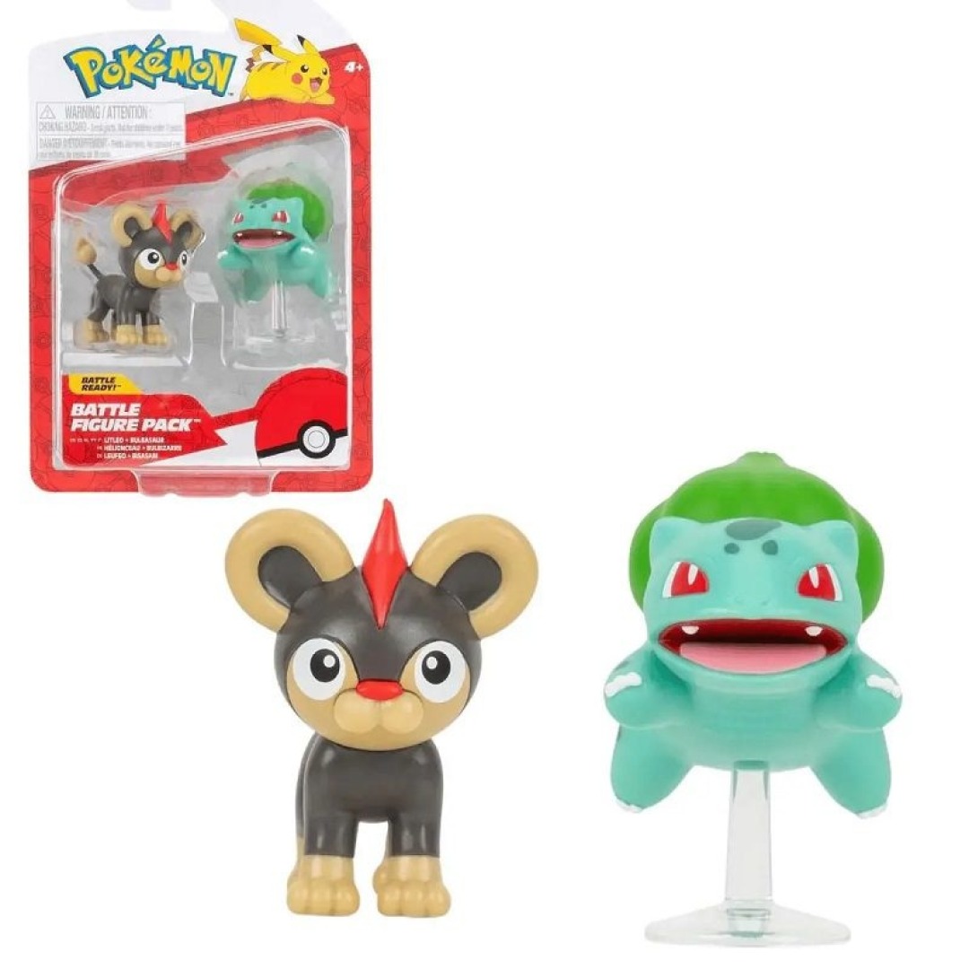 9d076a1512362b270037dcb34f724178.jpg Pokemon Litleo & Bulbasaur Battle Figure Set Figure 2-Pack - Image 1