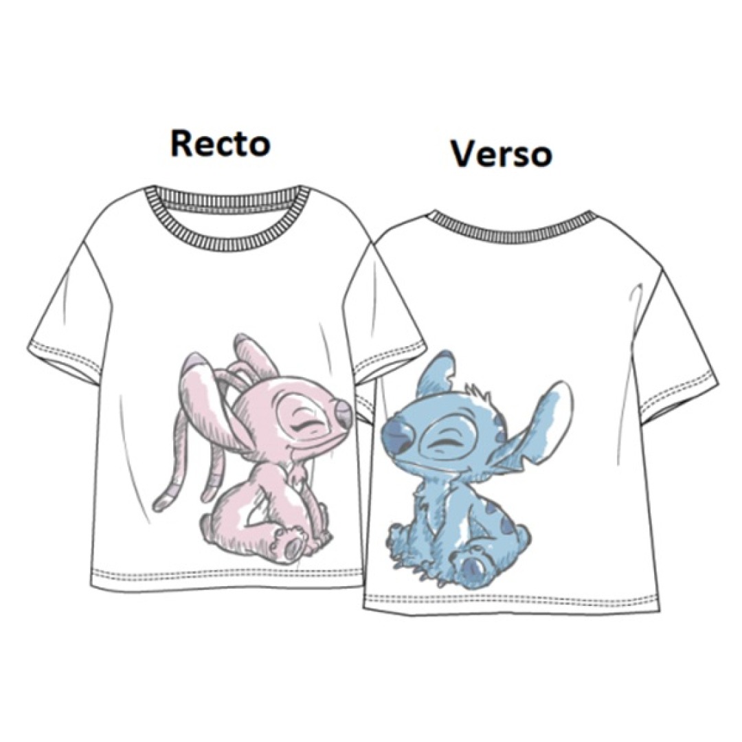 aea32c7c0548668669a3bbebd8f0608e-1.jpg Disney Stitch & Angel Unisex White T-Shirt (M) - Image 1