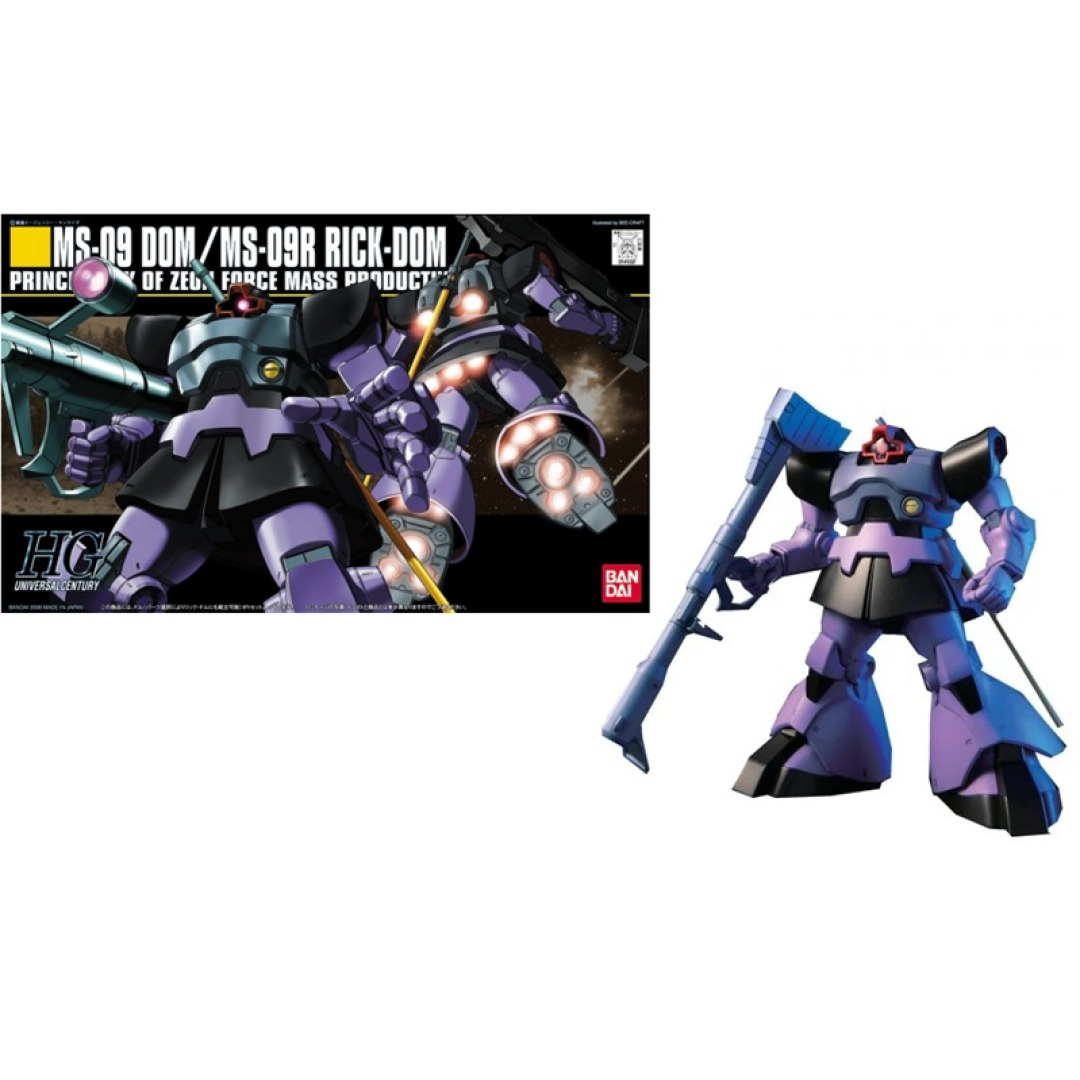 b87f29129c4daedcb08943b333525eb6.jpg Gundam MS-09 Dom/MS-09R Rick-Dom HGUC 1/144 Bandai Model Kit - Image 1
