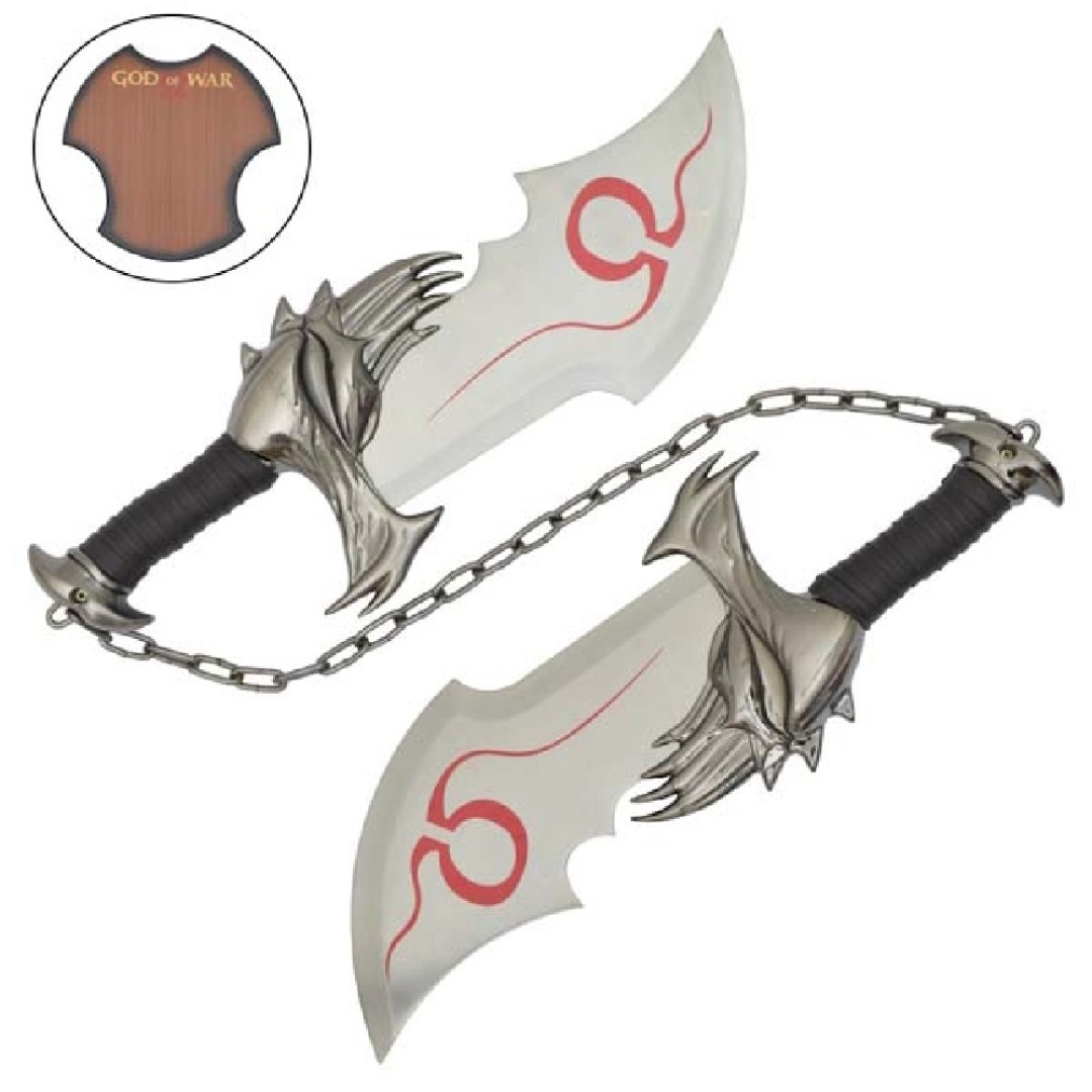 bc3d2148698ce7446ee93b7f5e33905a.jpg God of War Kratos Daggers With Stand Replica - Image 1