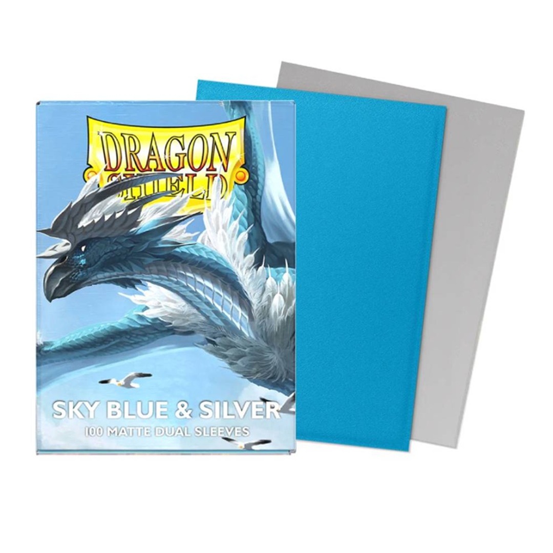 bfdd24f377445c8544b525d4f474205c.jpg Dragon Shield Sky Blue & Silver Matte Dual Sleeves (100ct) - Image 1