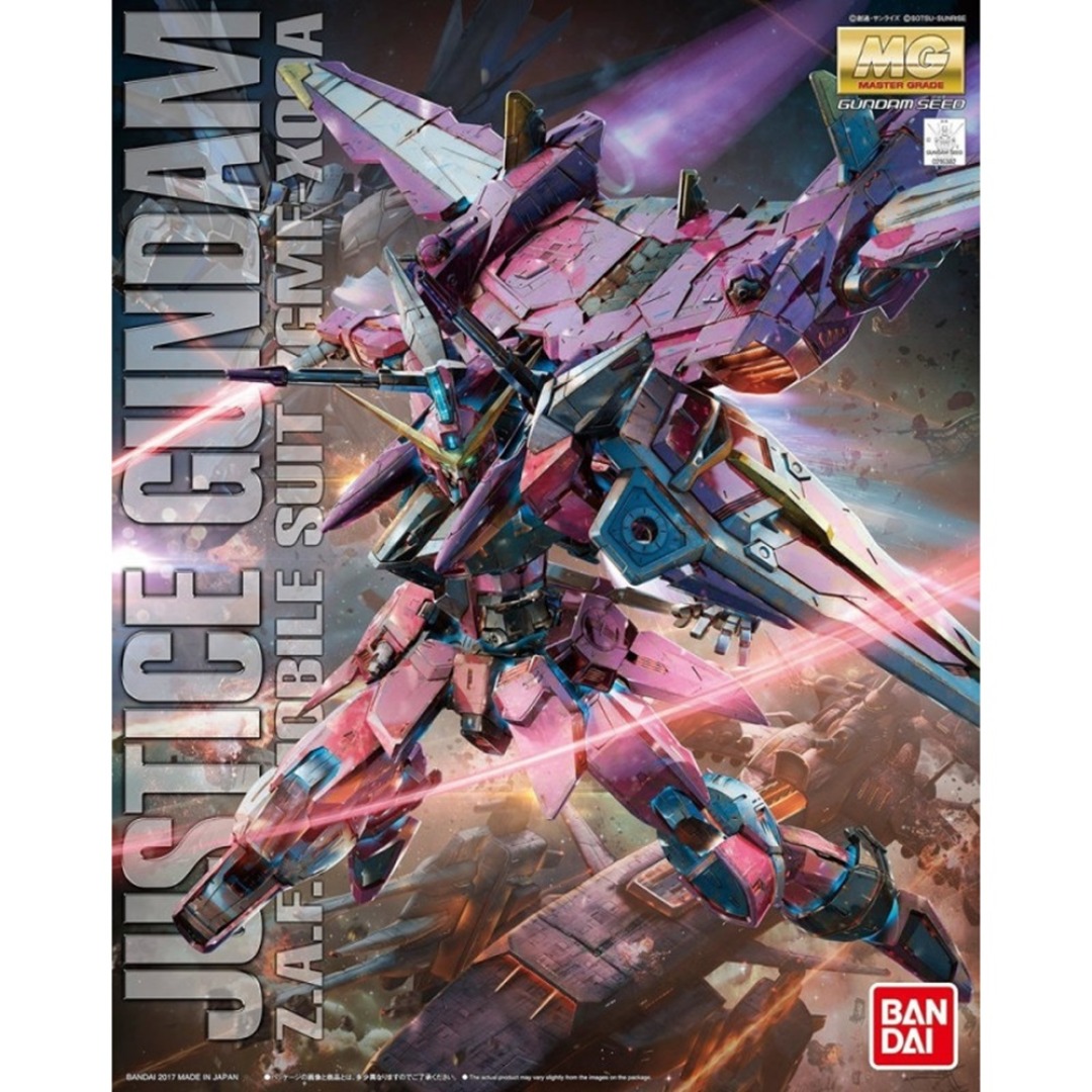 d65e1e5cdc5a0217a62f797ab91571db.jpg Gundam Justice Gundam 1/100 MG Bandai Model Kit - Image 1
