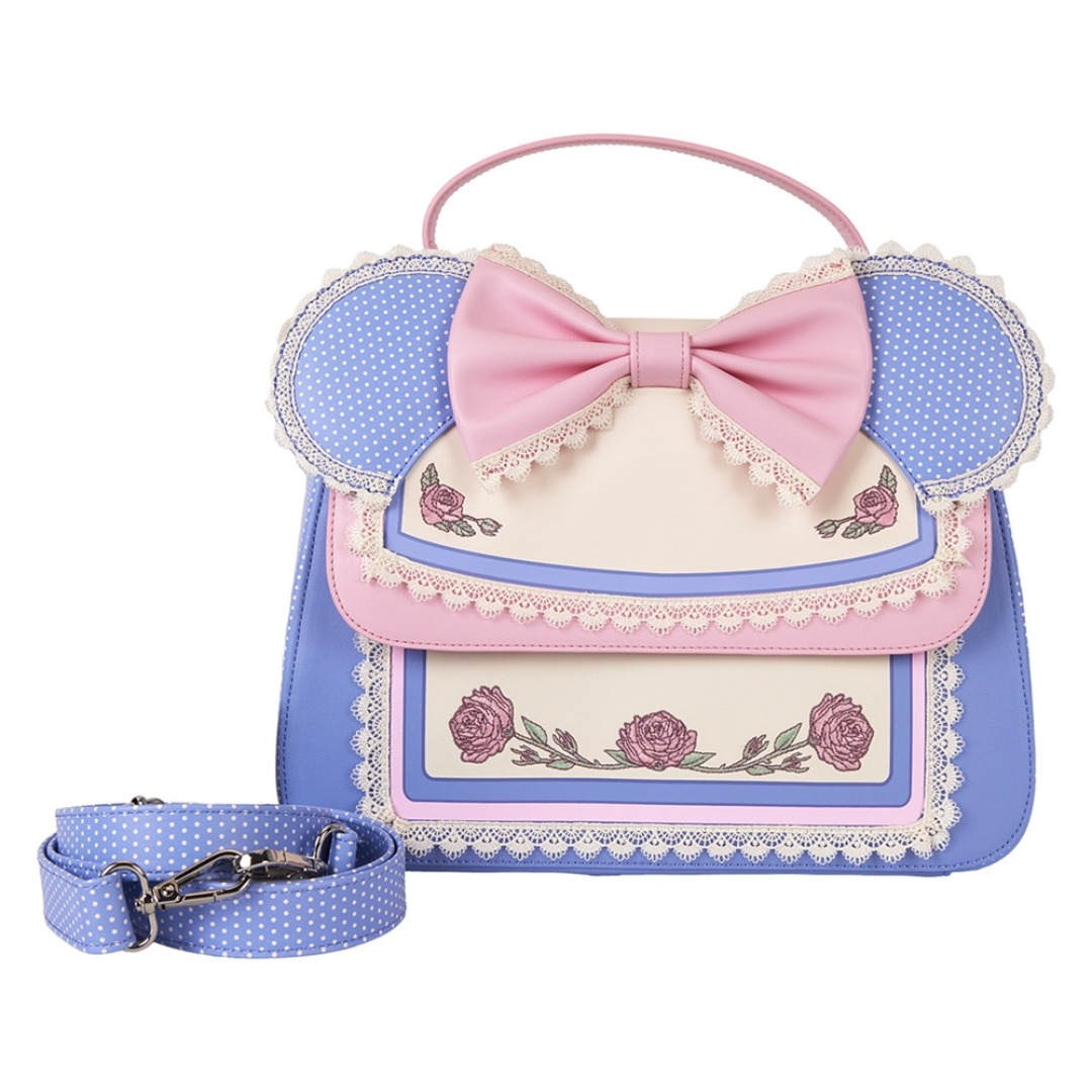 dc008f2856fa20a75f229ca779592d6e-1.jpg Disney Minnie "Floral and Lace Ears" Loungefly Crossbody Bag - Image 1