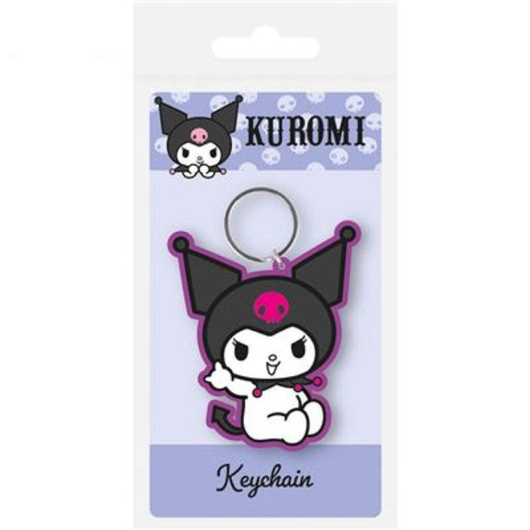 dd83d49aff857054ca6856bc817aed07.jpg Kuromi Purple Rubber Keychain - Image 1