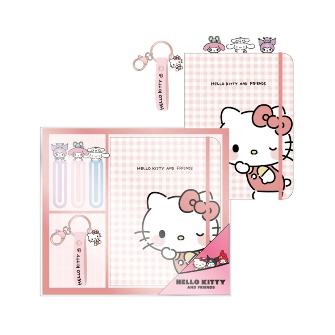 de89112479c244b1b25724e02d443688.jpg Hello Kitty Stationery Set A5 Notebook + Bookmarks - Image 1