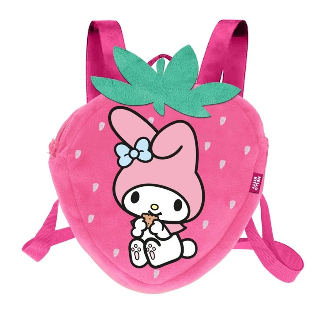 e1e49754a71e3f949f3dc1dbee58a65b.jpg My Melody Strawberry Mini Fur Backpack 25x22x12cm - Image 1