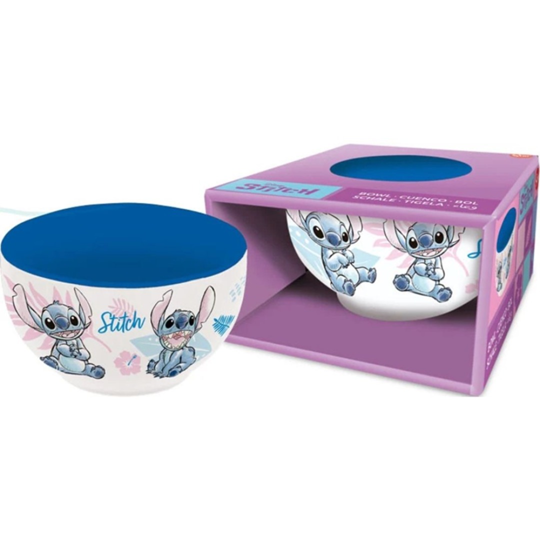 e416f65bf6b07886086470c79cbd8512.jpg Disney Stitch Watercolor Blue Ceramic Bowl in Gift Box 600ml - Image 1