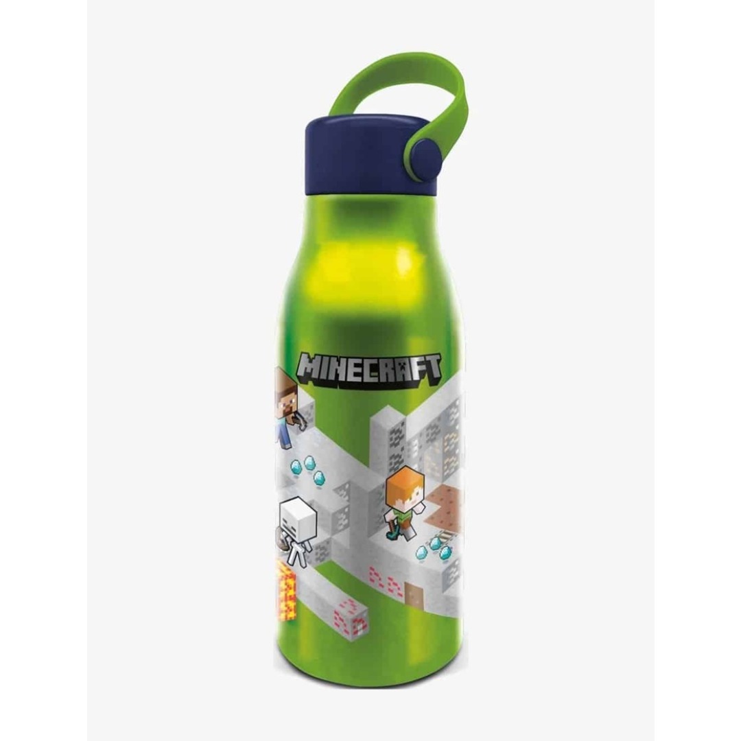 e5cc399bae59d831bee9b3378b8d7b07.jpg Minecraft Aluminium Bottle with Handle 760ml - Image 1