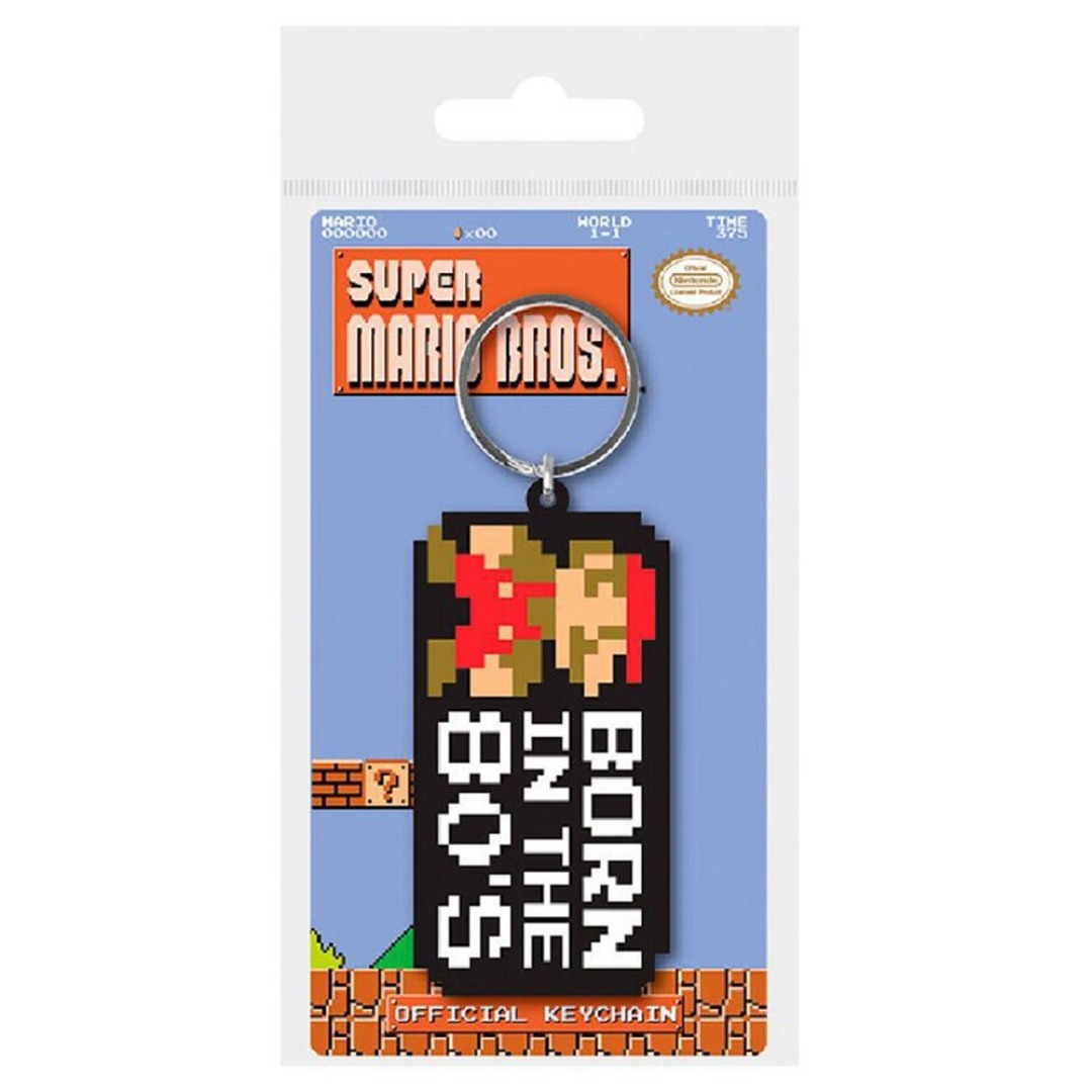 ec784b623f81e64372a8590dc683667a.jpg Super Mario Bros. Born In The 80's Keychain - Image 1