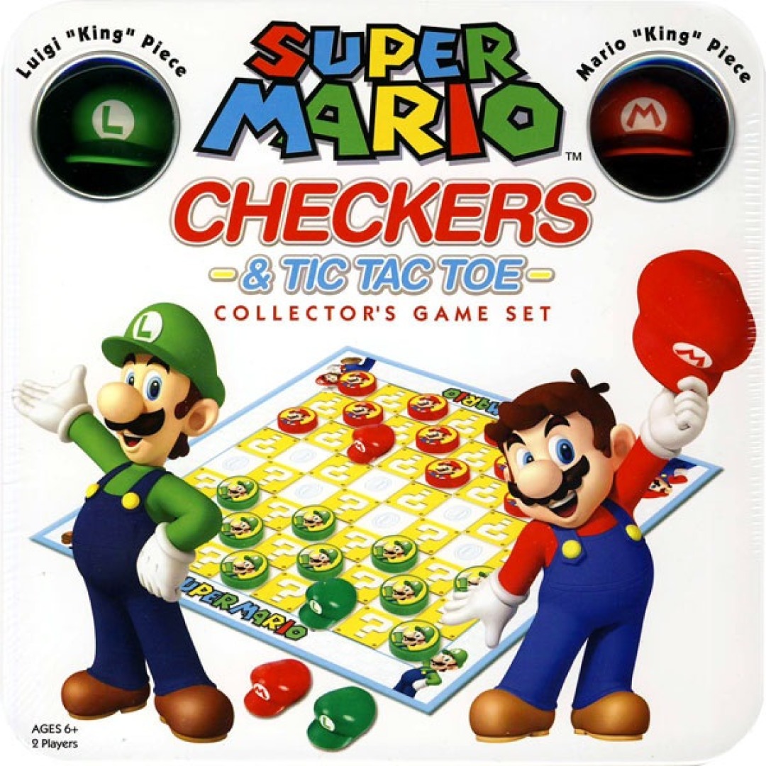 f2af80fbe677282c3d11fa41163eb5f9-1.jpg Super Mario Checkers & Tic Tac Toe Board Game - Image 1