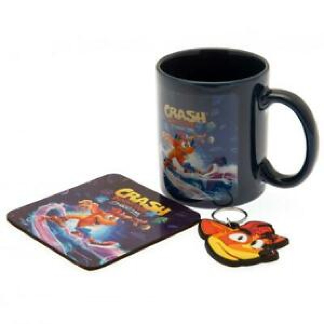 f32cb630552e11246741c0b585da95f8.jpg Crash Bandicoot It's About Time Mug, Coaster & Keychain Gift Set - Image 1