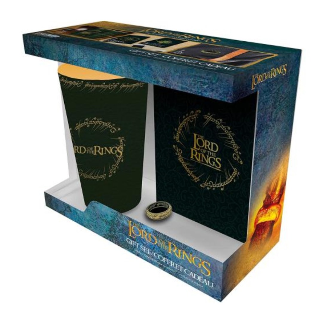 f8c2518f1aa3c494b3aeb2b98f85de90-1.jpg The Lord Of The Rings XXL Glass, Pin & Pocket Notebook Gift Set - Image 1