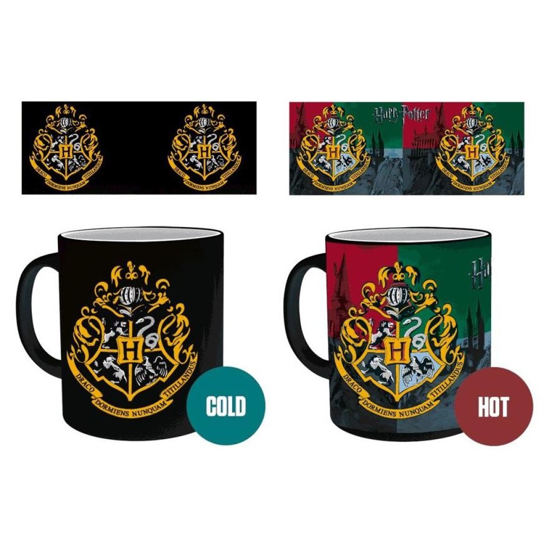 fe082d9f8628aafeb4f04ca1b77103fa.jpg Harry Potter Hogwarts Crest - Heat Change Mug 300ml - Image 1