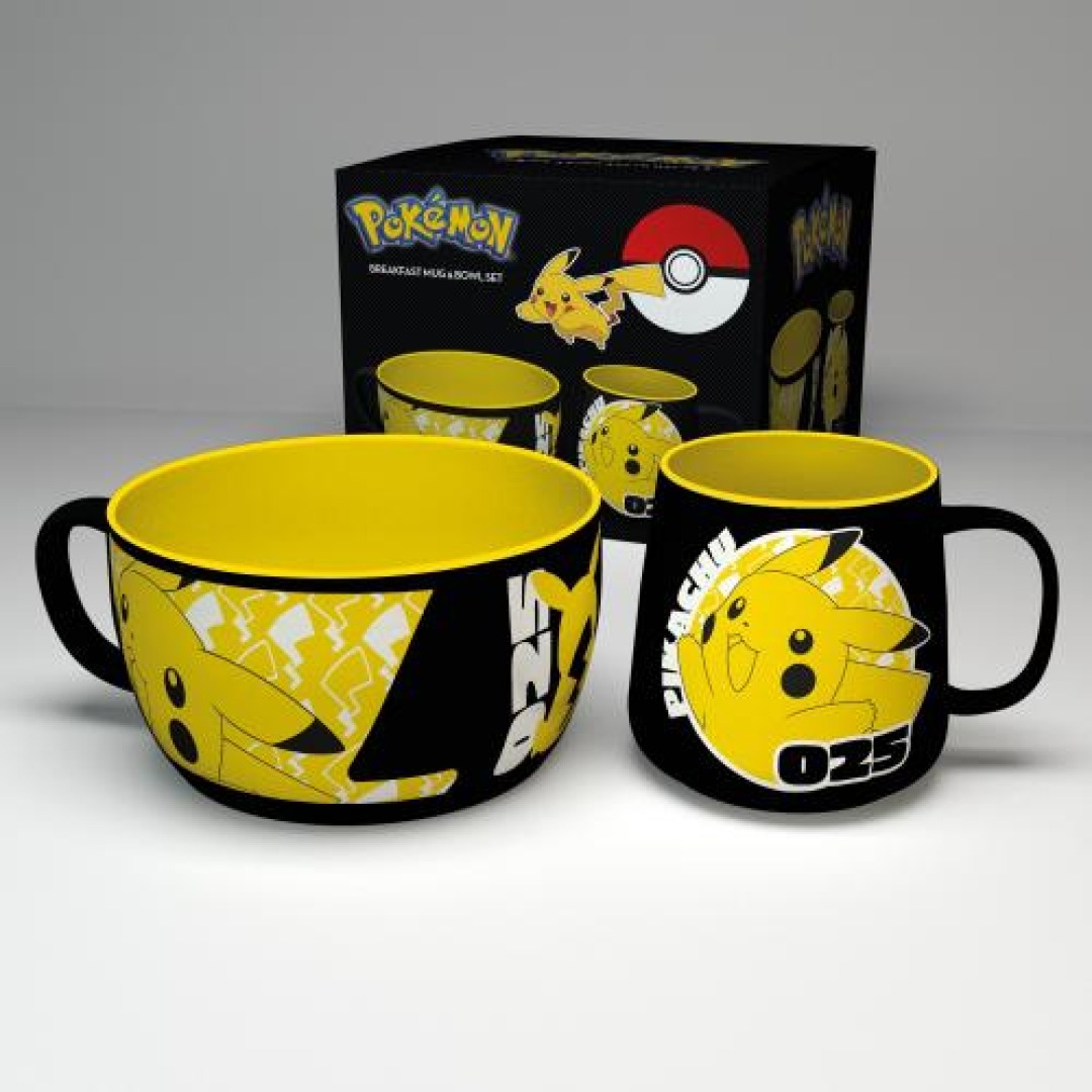 pos-5028486485291-c55585163e4dabd865aa41eea2bb9a01.jpg Pokemon Pikachu 25 Breakfast Set Bowl & Bowl - Image 1