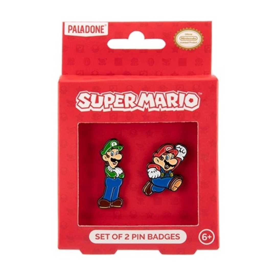 ab41090b16a74f21143e2020439060f1.jpg Super Mario Set of 2 Enamel Pin Badge - Image 1