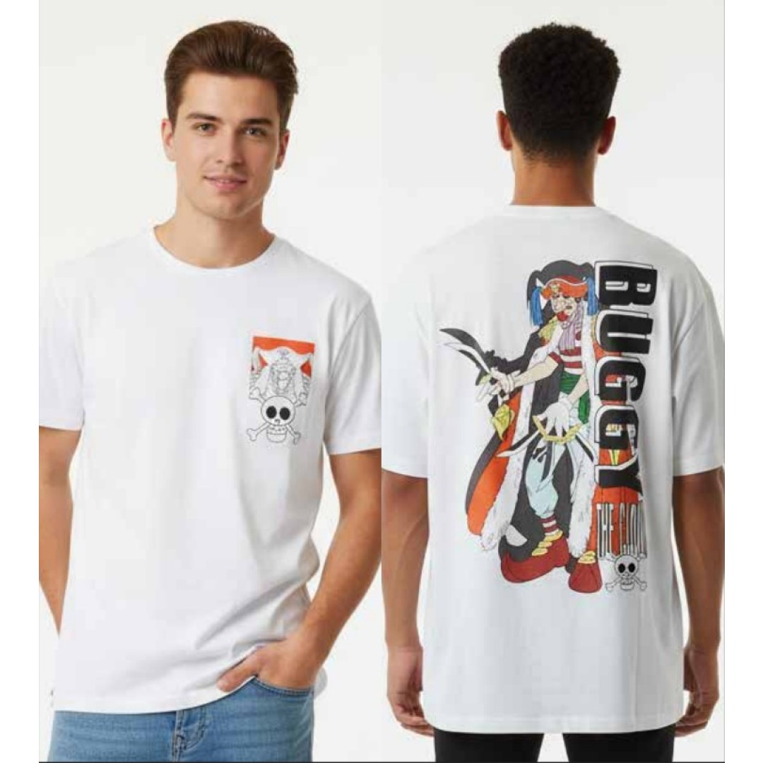 1be0cb74f5b99b75abe6ec2426056903.jpg One Piece Buggy White T-Shirt (M) - Image 1