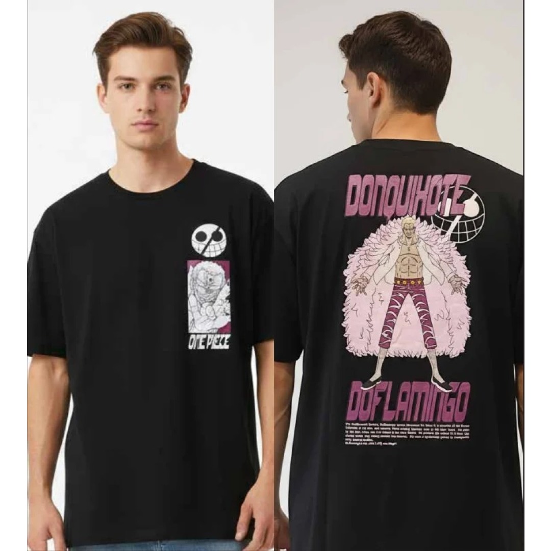 8cfdf3bcae3d94a6723453cc26f96bf3.jpg One Piece Donquihote Doflamingo Black T-Shirt (L) - Image 1