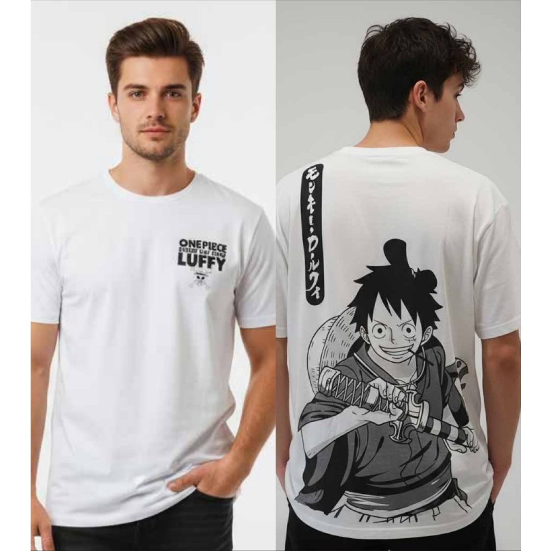 ed08d386c4d57026d861ae7f4a61160a.jpg One Piece Straw Hat Crew Luffy White T-Shirt (S) - Image 1