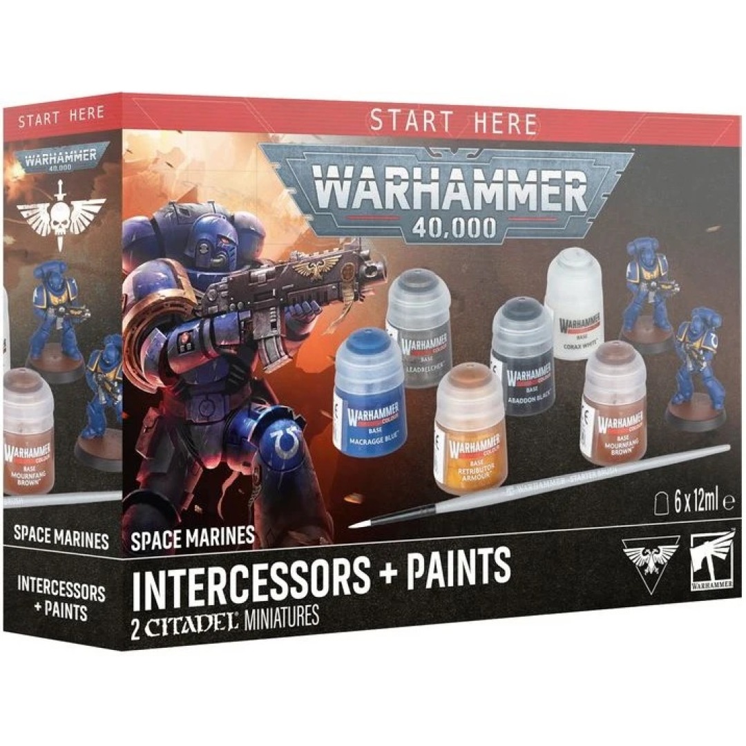 0db26da88913849237c120bafc015190.jpg Warhammer 40,000 Space Marines Intercessors + Paints (60-11) - Image 1