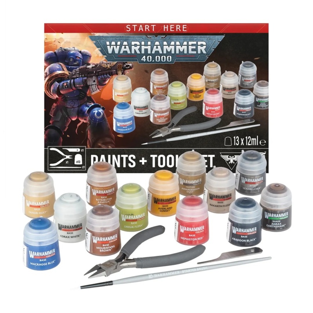 18b86bcbbe6cf265d7cce59620214b69.jpg Warhammer 40,000 Paints + Tool Set (60-12) - Image 1