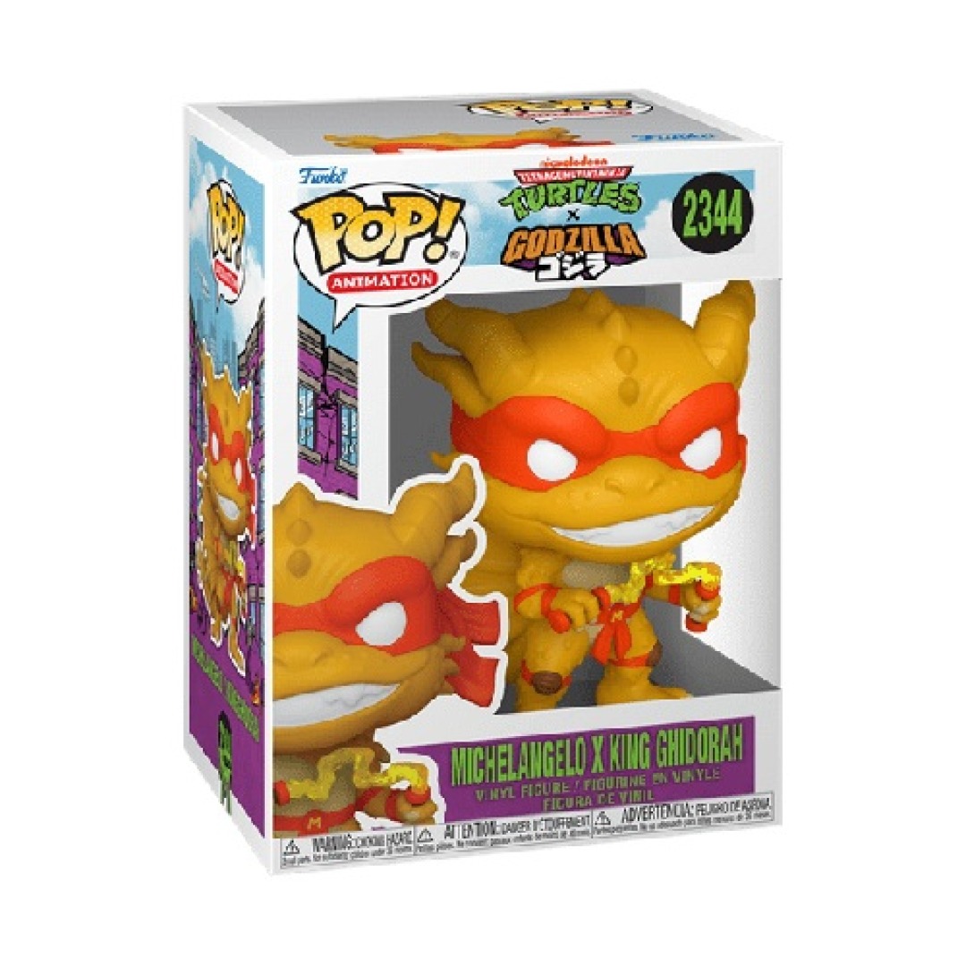 49e3bcf8fb44373a9b4d51f3ecc88498.jpg Funko POP! TMNT x Godzilla N° 2344 - Michelangelo x King Ghidorah - Image 1