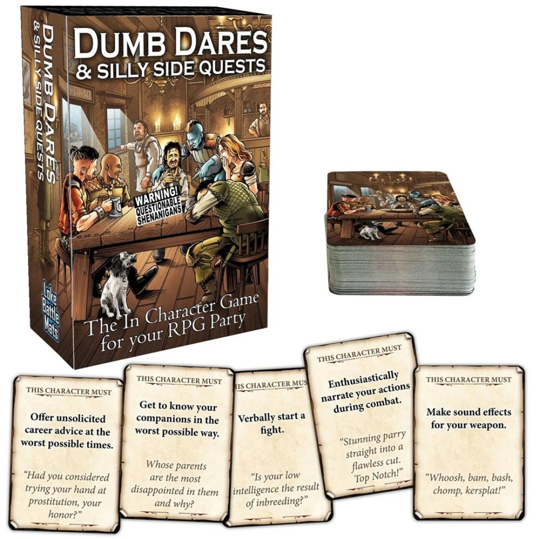 6a9367f793f5f29c2d19f33a31569b02.jpg Dumb Dares & Silly Side Quests Card Game - Image 1