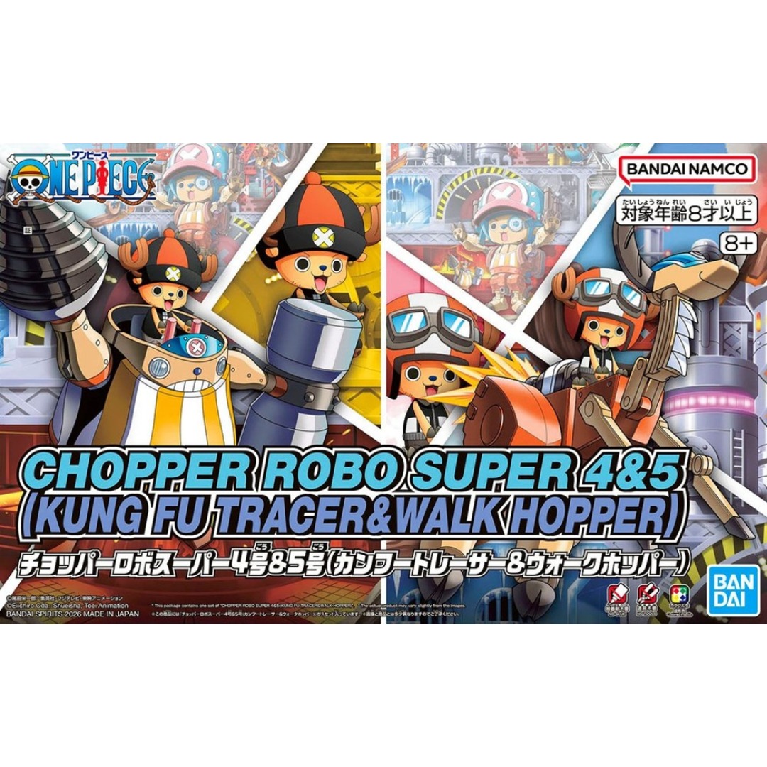 7be3e673410436a6ff6f9f843838963e.jpg One Piece Chopper Robo Supper 4 & 5 Kung Fu Tracer & Walk Hopper Bandai Model Kit - Image 1
