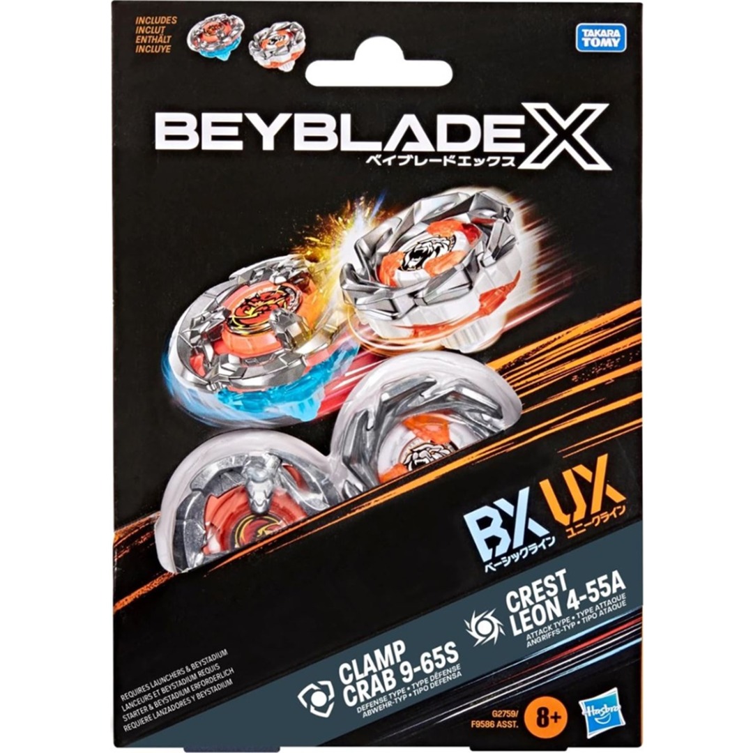 927f87fbafdba5c0c6ebcc660d0d42b7.jpg Beyblade X Clamp Crab 9-65S & Crest Leon 4-55A Hasbro - Image 1