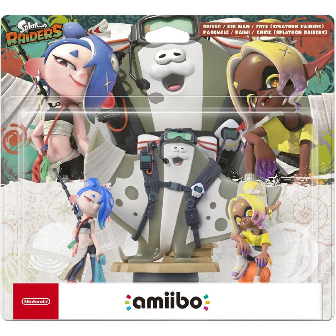 1d0e4e8f97ddb4b1b9da6fcd03d18ed8.jpg Amiibo Splatoon Raiders Pack 3 in 1 Shiver/Big Man/Frye - Image 1