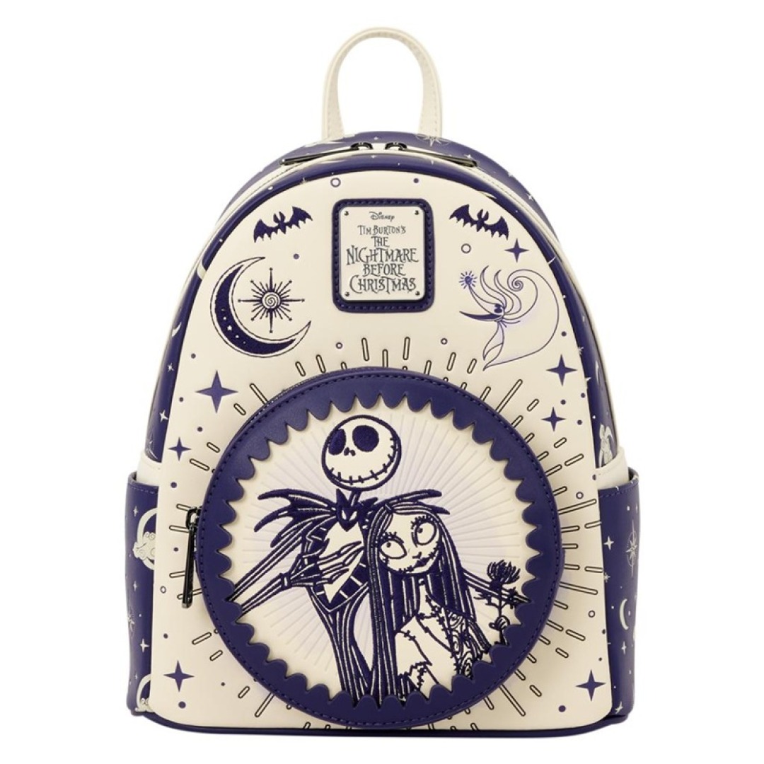 e320d864f02d90f0490c807f3d075afd.jpg Disney Nightmare Before Christmas Jack Skellington & Sally "Night Sky" Loungefly Backpack - Image 1